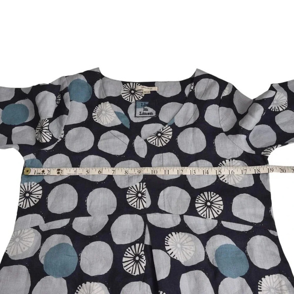 White Stuff Linen Tunic Top Shirt Blue Polka Dot Floral Size 6 - Picture 11 of 12